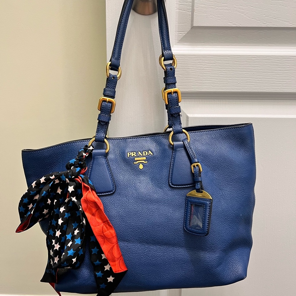 Prada Blue Leather tote bag